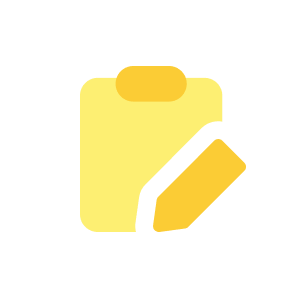 Pencil and checklist yellow icon